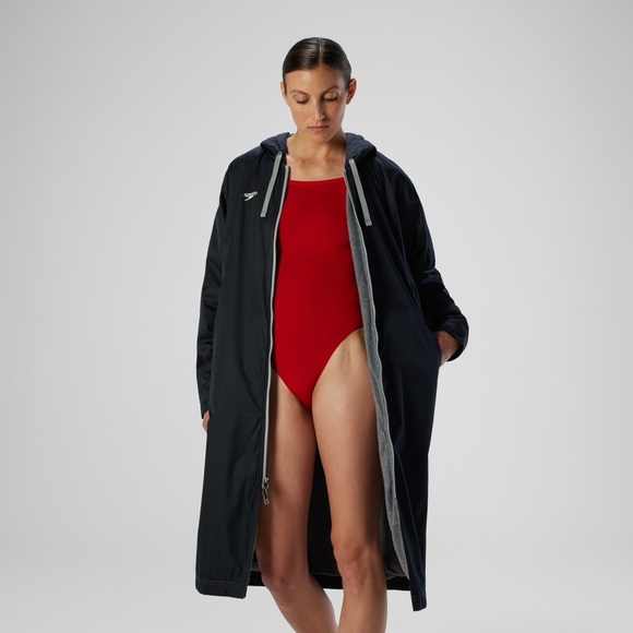 Speedo Unisex Black Full-Zip Swim Parka Warmup Coat Size Small - Picture 1 of 11